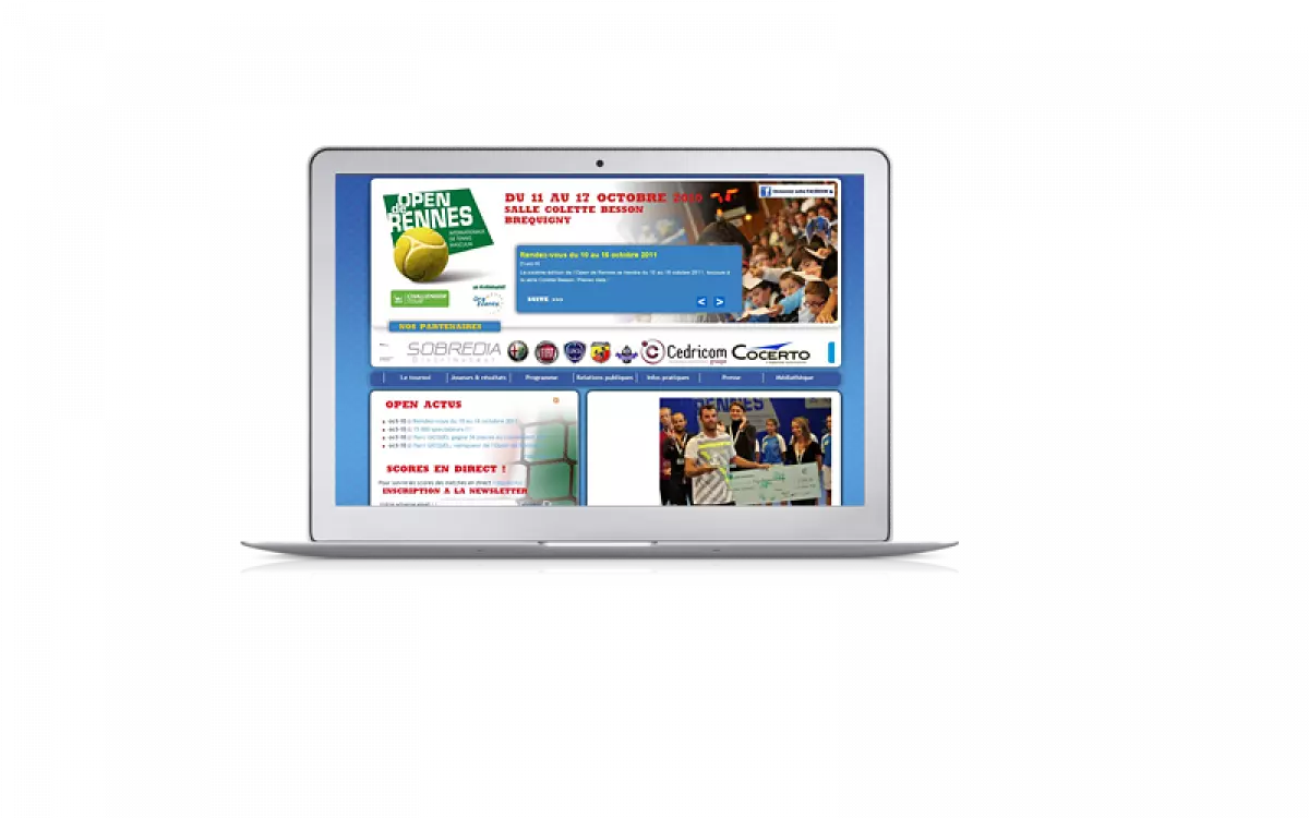 Nouveau site web Open de Rennes de tennis