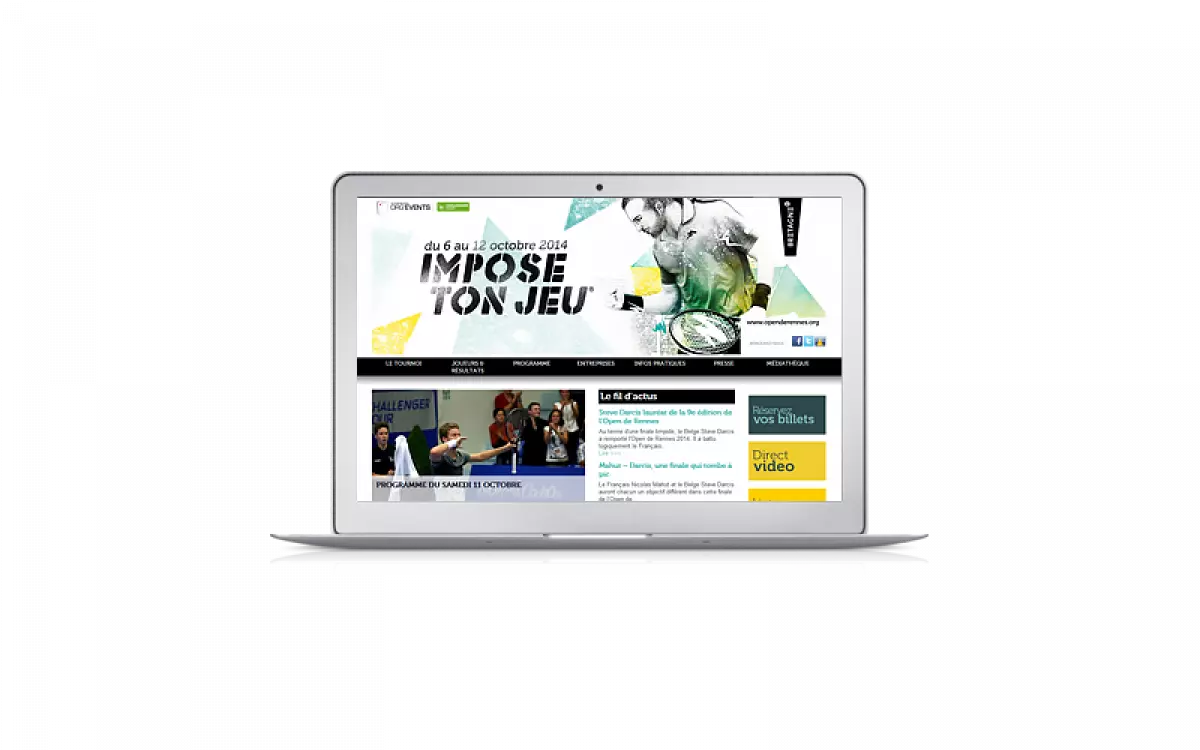 Page d'accueil site internet Open de Rennes 2014