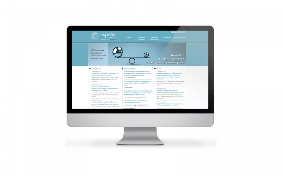 page d'accueil site internet Espelia
