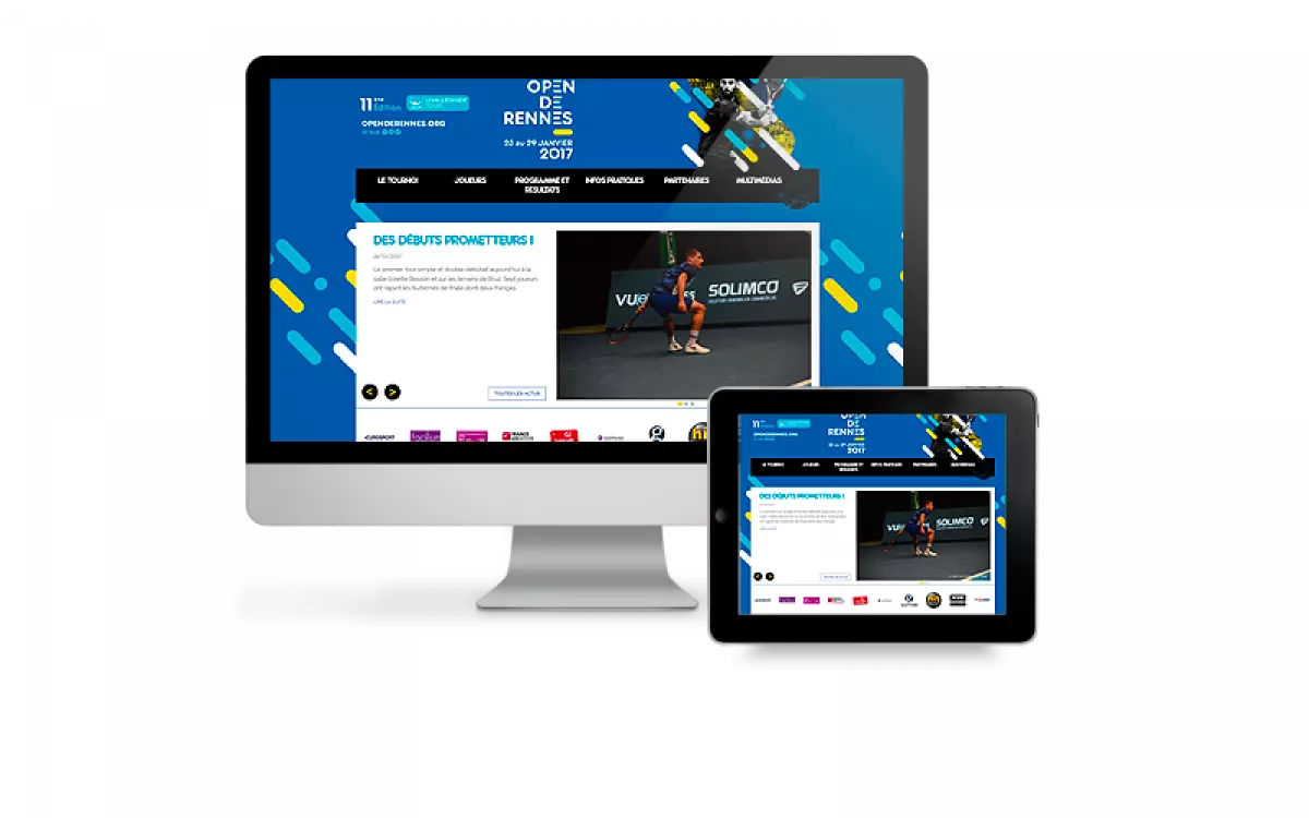 Refonte graphique et web design du site de l'Open de tennis de Rennes, tournoi ATP